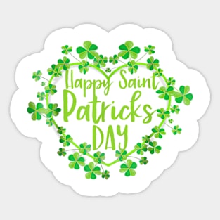 Cute Lucky Heart Shamrock Happy St Patricks Day Family Heart Sticker